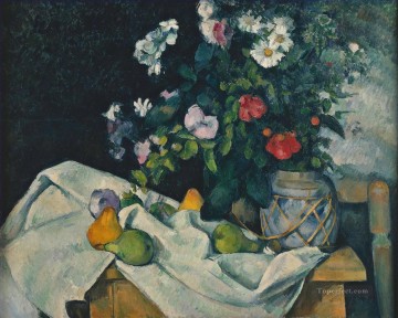ポール・セザンヌ Painting - 花と果物のある静物画 ポール・セザンヌ